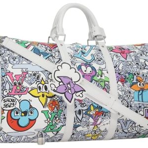 LOUIS VUITTON モノグラム コミックス キーポル バンドリエール 50 バッグ M21863 LV 正規品 95131S ホワイト
